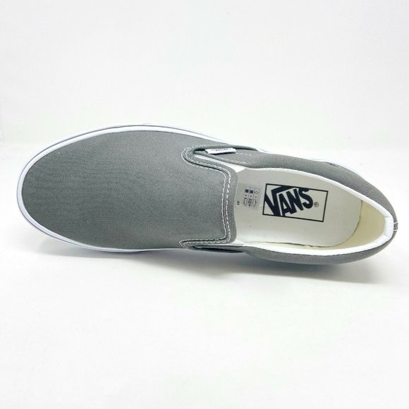 Vans Classic Slip On Charcoal Gray White Womens Casual Shoes - Picture 4 of 5